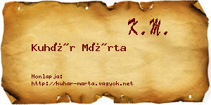 Kuhár Márta névjegykártya