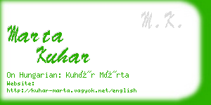 marta kuhar business card
